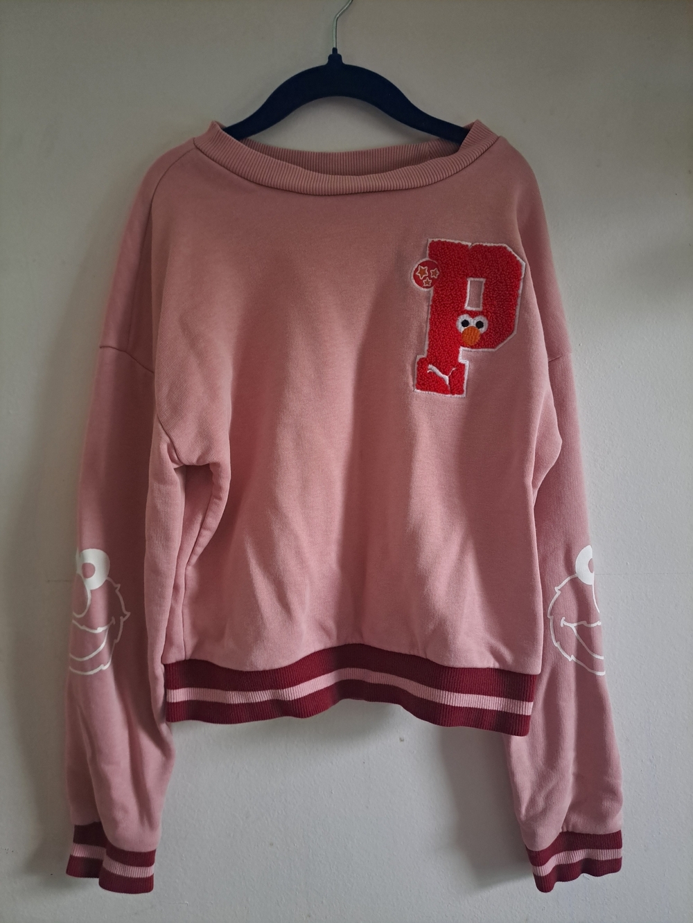 Puma Pink Crewneck Sweater with Red Elmo Kid Girl M 9-10Y